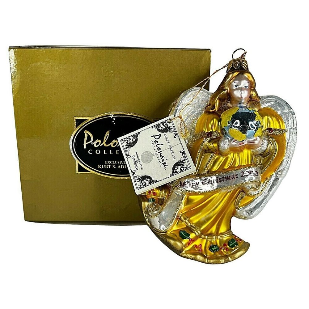 Kurt S Adler Polonaise Komozja Millennium Angel Ornament 2000 Glass Original Box